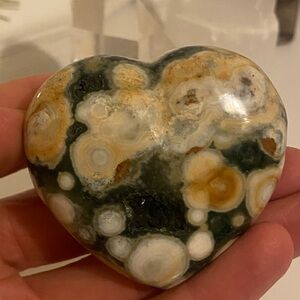 Sold during live show!  Bold Colors Ocean Jasper Heart Crystal